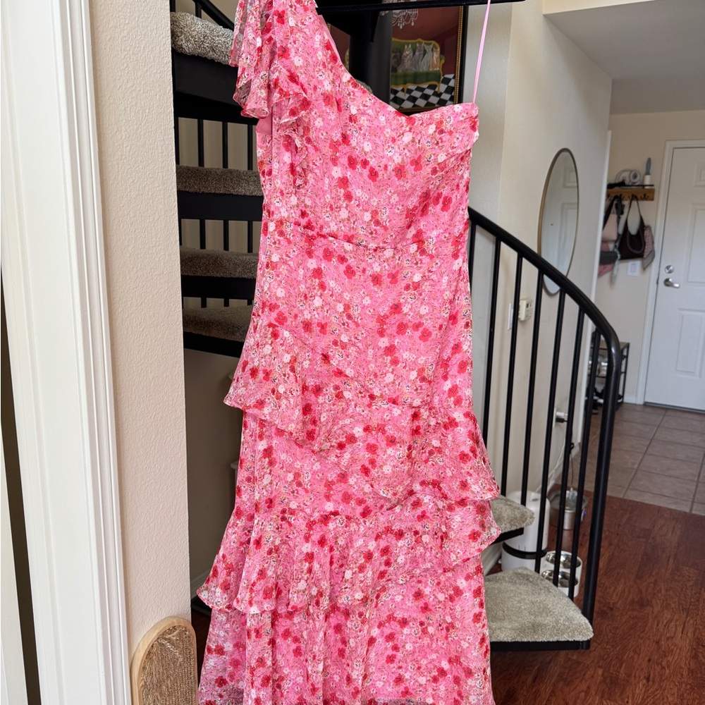 Astr Pink One-Shoulder Sundress for Weddings